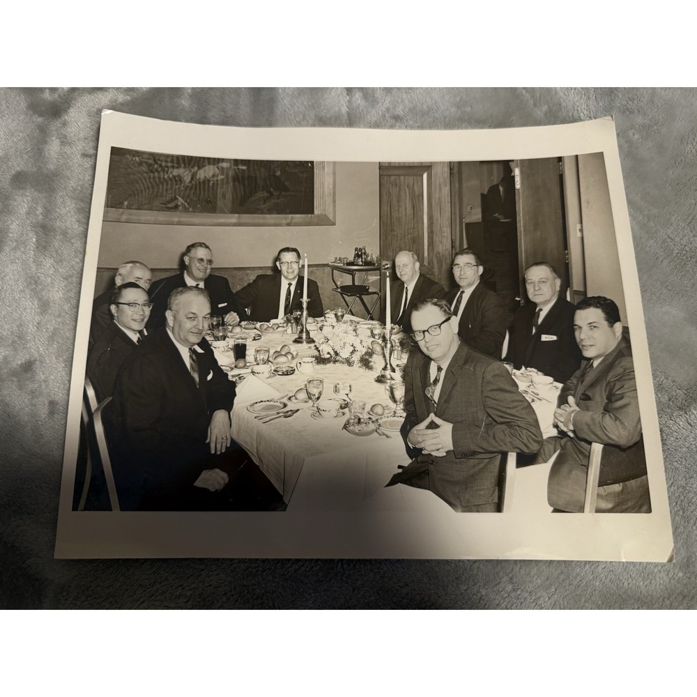 Vintage B&W Photo Illinois‎ Bell Telephone Men Glasses Party Snapshot